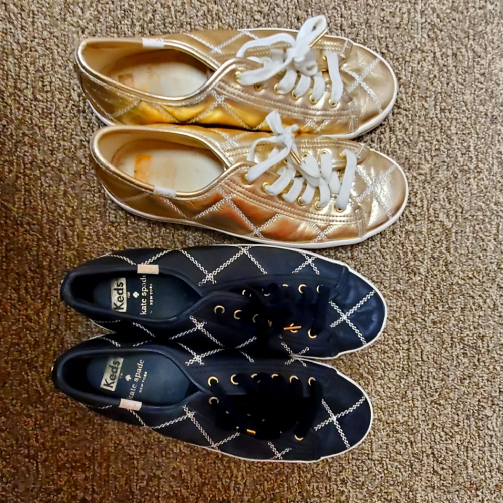 Lot of 2 Kate Spade for Keds quilted lace up sneakers size 8 US
